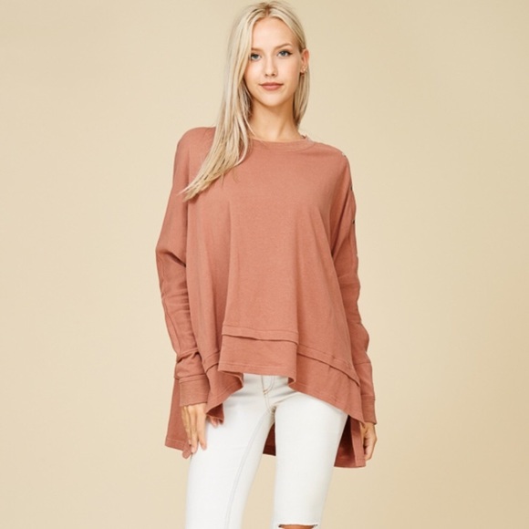 ✨Madeline Hi-Lo Sweater - Brick - Picture 2 of 4